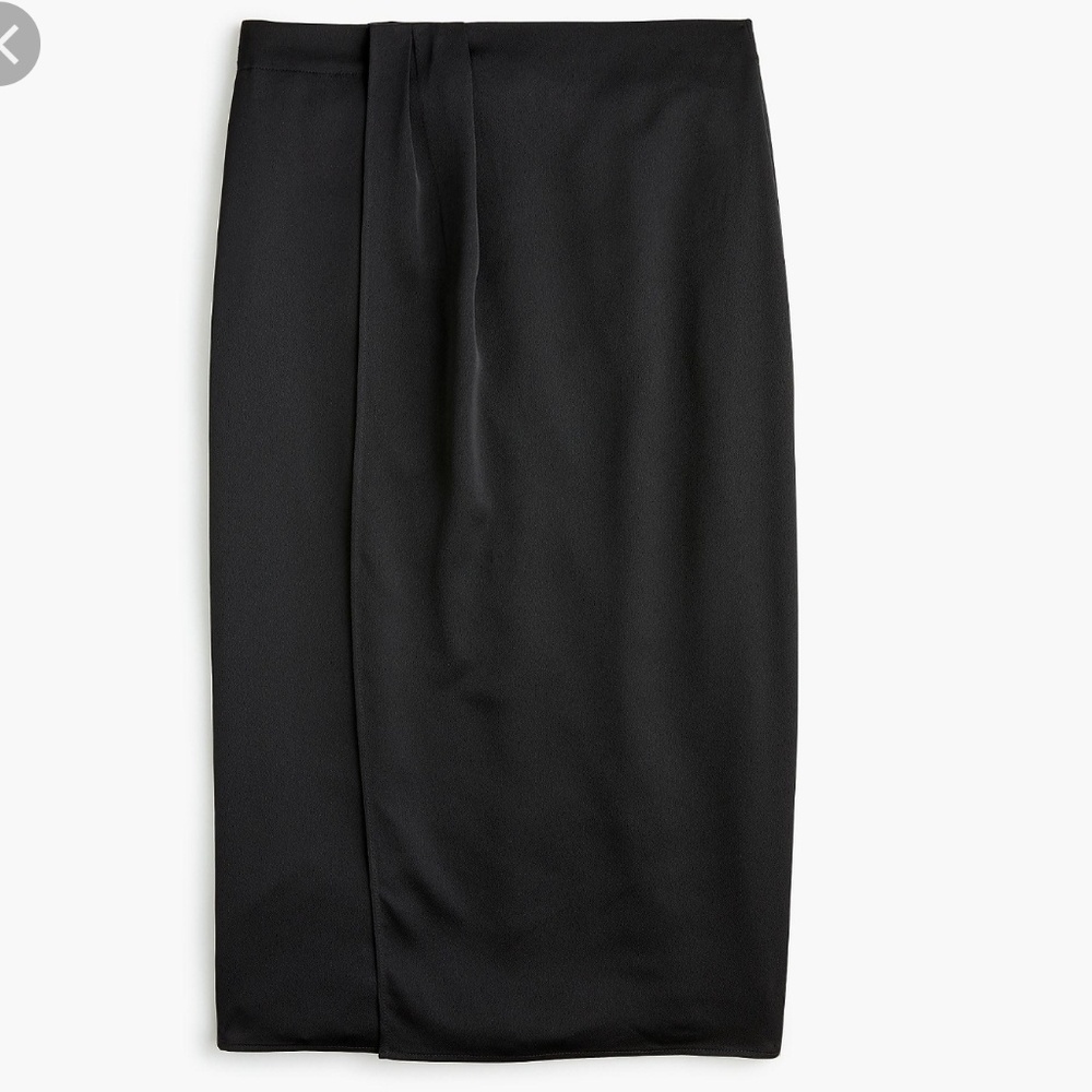 J.Crew Foldover Pencil Skirt, Satin, black, size 4